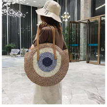 Load image into Gallery viewer, Evil Eye Rattan Shoulder Bag
