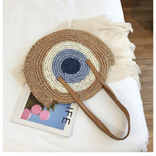 Load image into Gallery viewer, Evil Eye Rattan Shoulder Bag